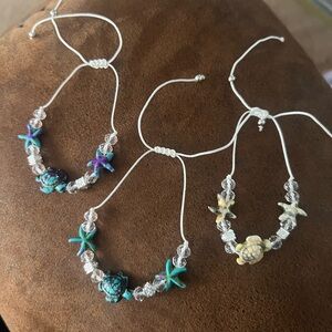 Kids Starfish and Turtle Beaded Bracelets Set B108